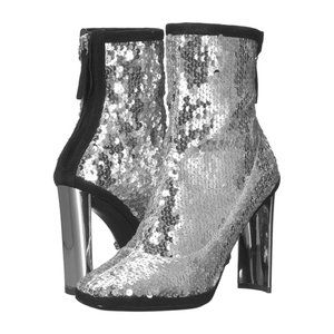 NWOB Giuseppe Zanotti Leggings Argento Silver Sequin Ankle Boot